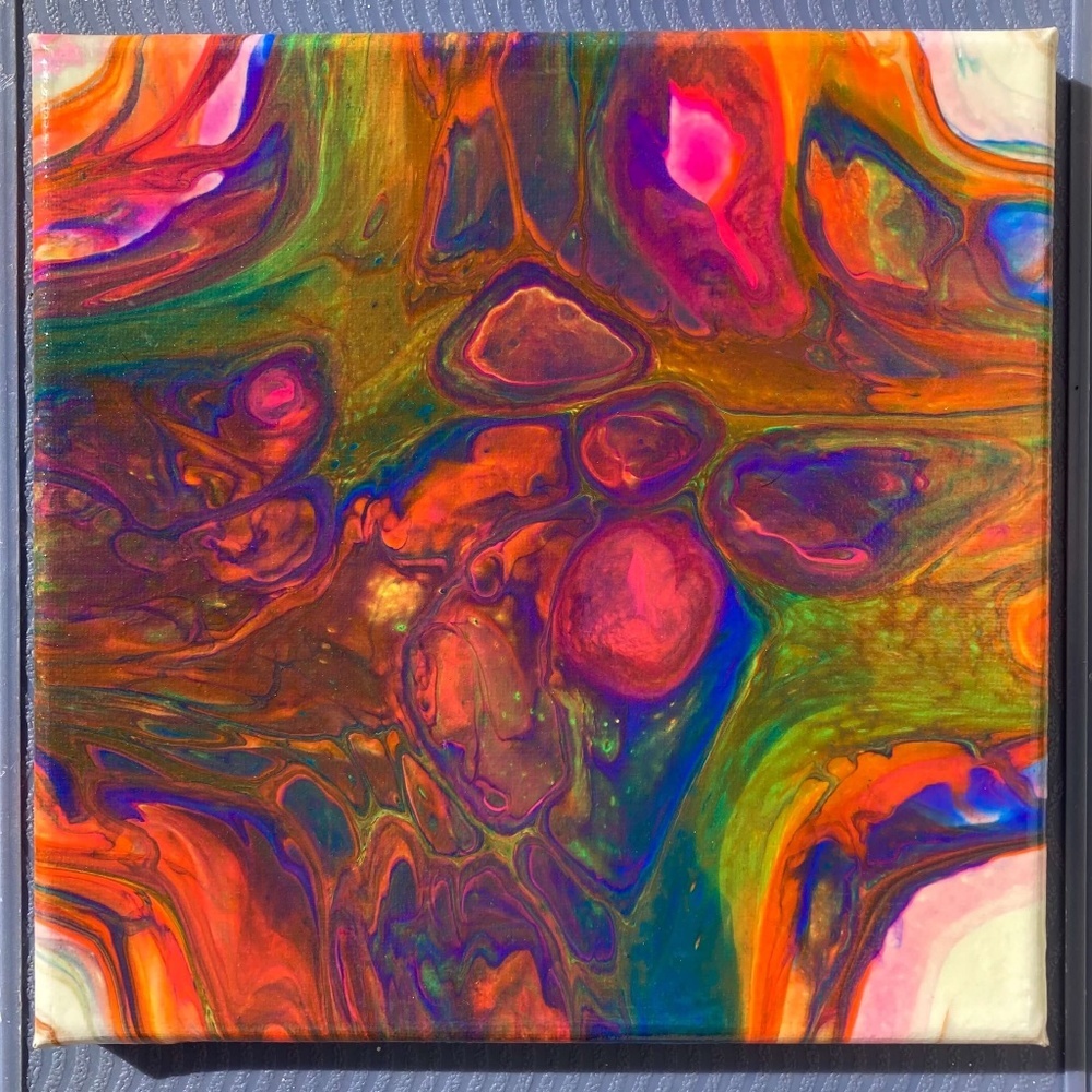 Metanoia 8"x8" Painting by Color Fluent Art (Rainbow/White)